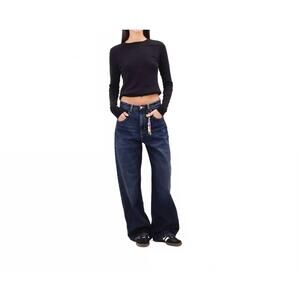 NEW ICON DENIM LA poppy wide leg jeans in dusty blue